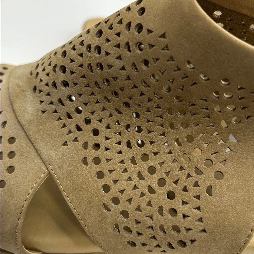 Van Eli Tan Perforated Wedge Sandals